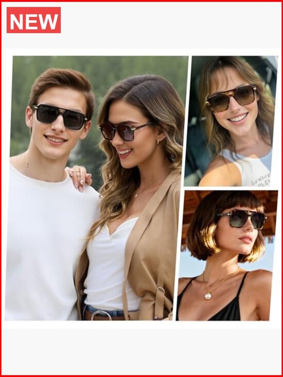 Polarized Aviator Sunglasses Retro Square Pilot Vintage Shades main image 5